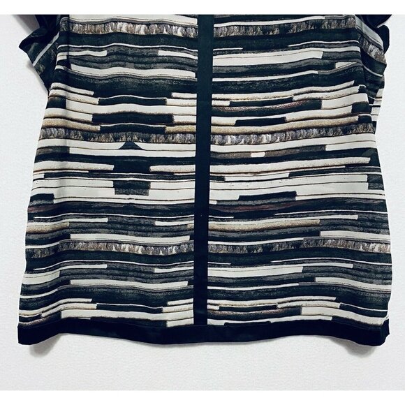 Narciso Rodriguez Top Womens XL Black Striped Scoop Neck Short Sleeve Boho - Picture 3 of 9